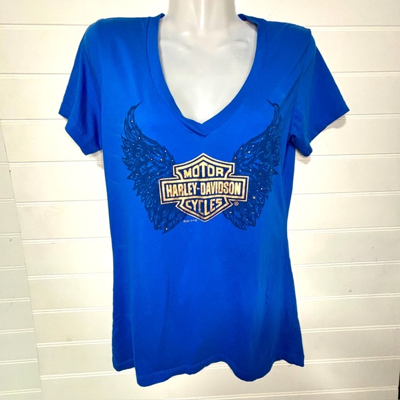 Harley-Davidson Tops - Harley-Davidson Women's Blue V-Neck Top